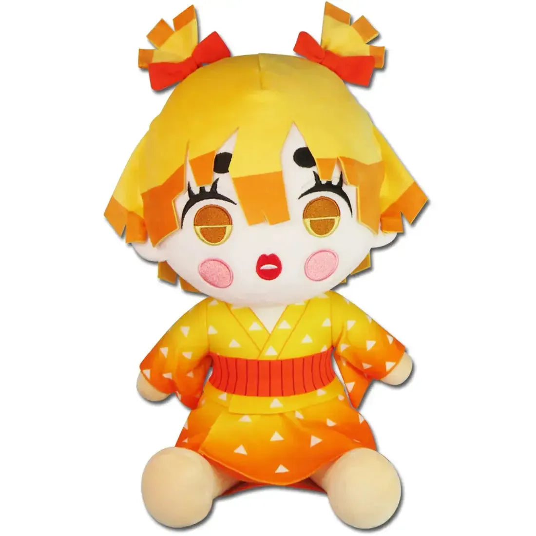 Demon Slayer [Entertainment District Arc] - Sitting Zenitsu Agatsuma With Makeup Jumbo Plush (12") - Great Eastern Entertainment
