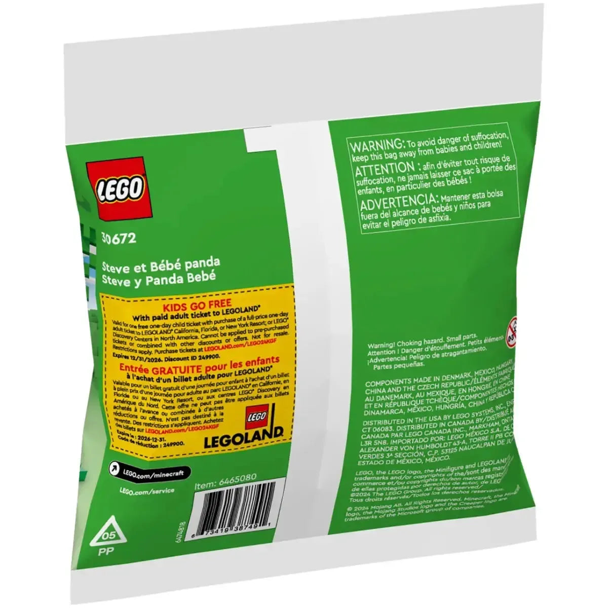 LEGO [Minecraft] - Steve and Baby Panda Building Set - Minifig-scale Series (30672)