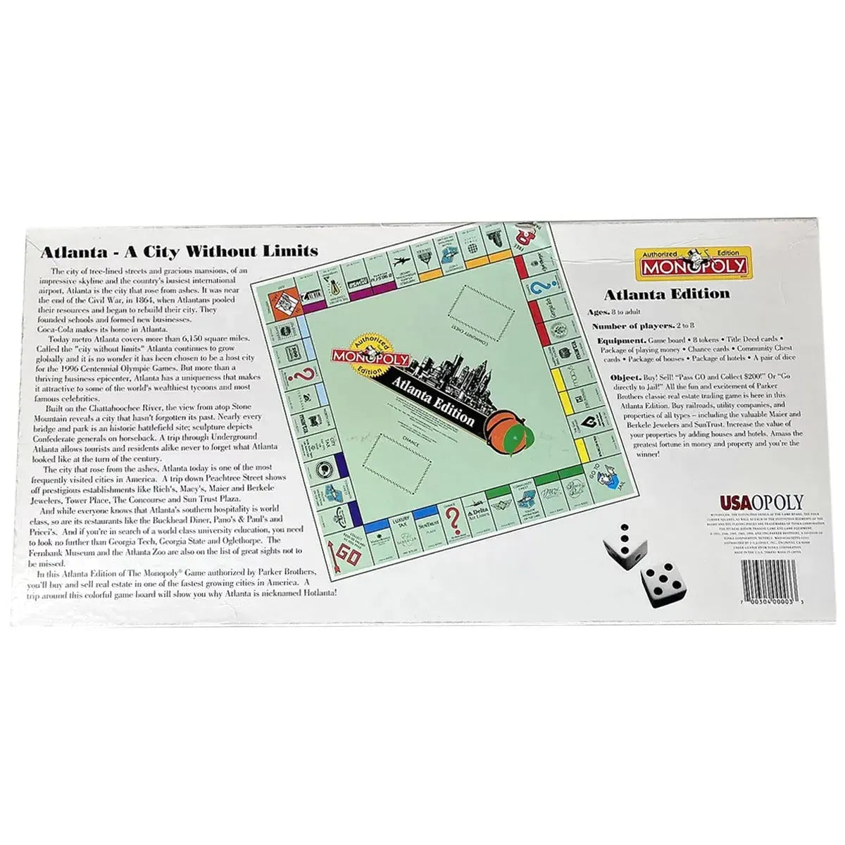 Monopoly:Atlanta Edition - Economic City Board Game for Family, Adults, and Children (2-8 Players, Ages 8+) - USAopoly