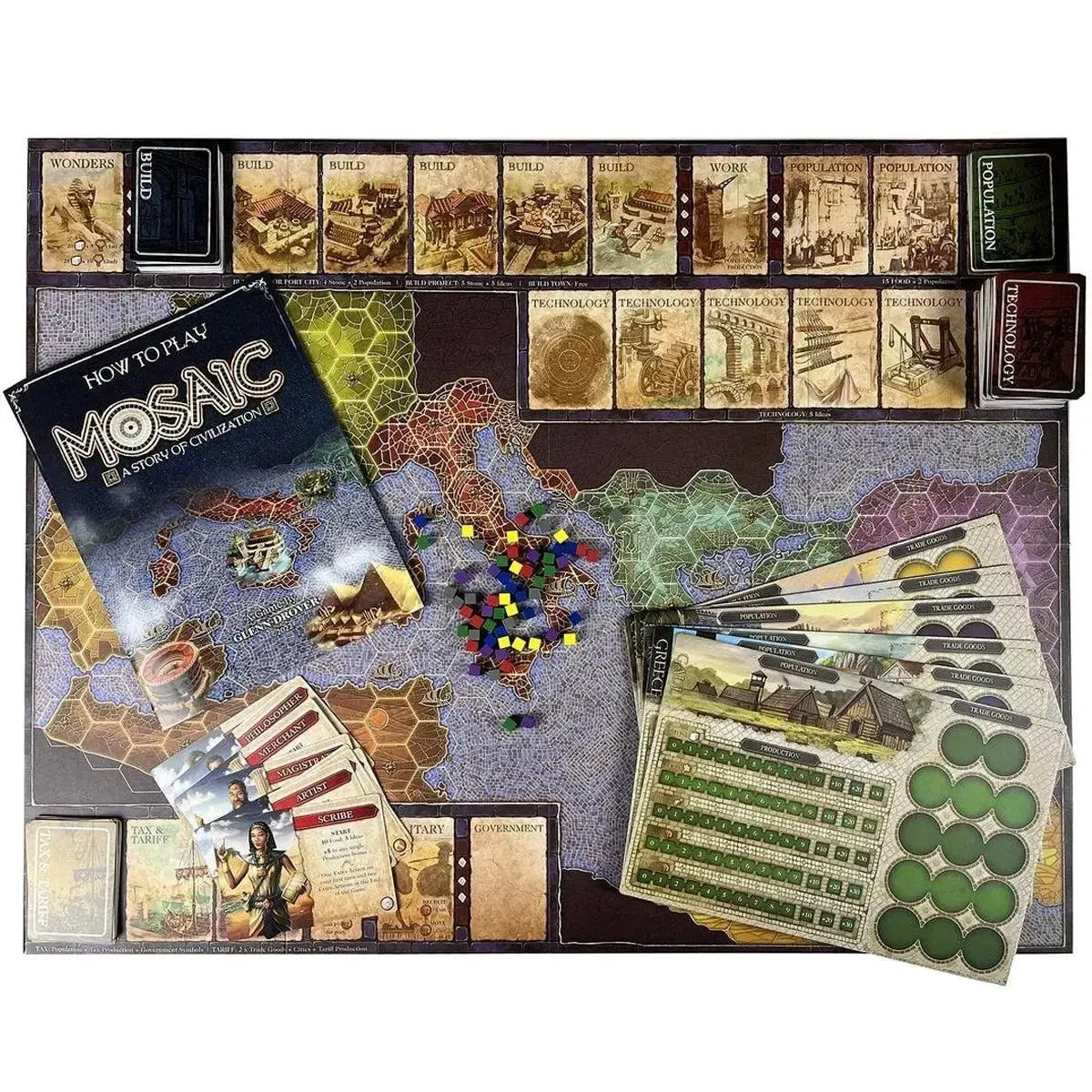 Mosaic: A Story of Civilization - Strategy Civilization Board Game for Family and Adults (2-6 Players, Age 14+) - University Games [Forbidden Games]