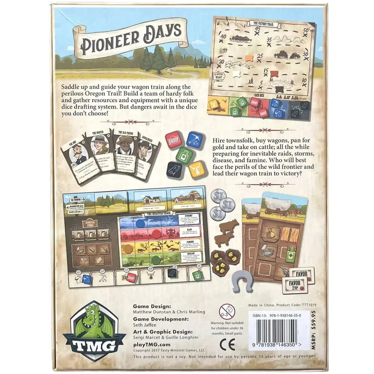 Pioneer Days - Dice-Based Civilization Board Game for Family, and Adults (2-4 Players, Ages 14+) - Tasty Minstrel Games
