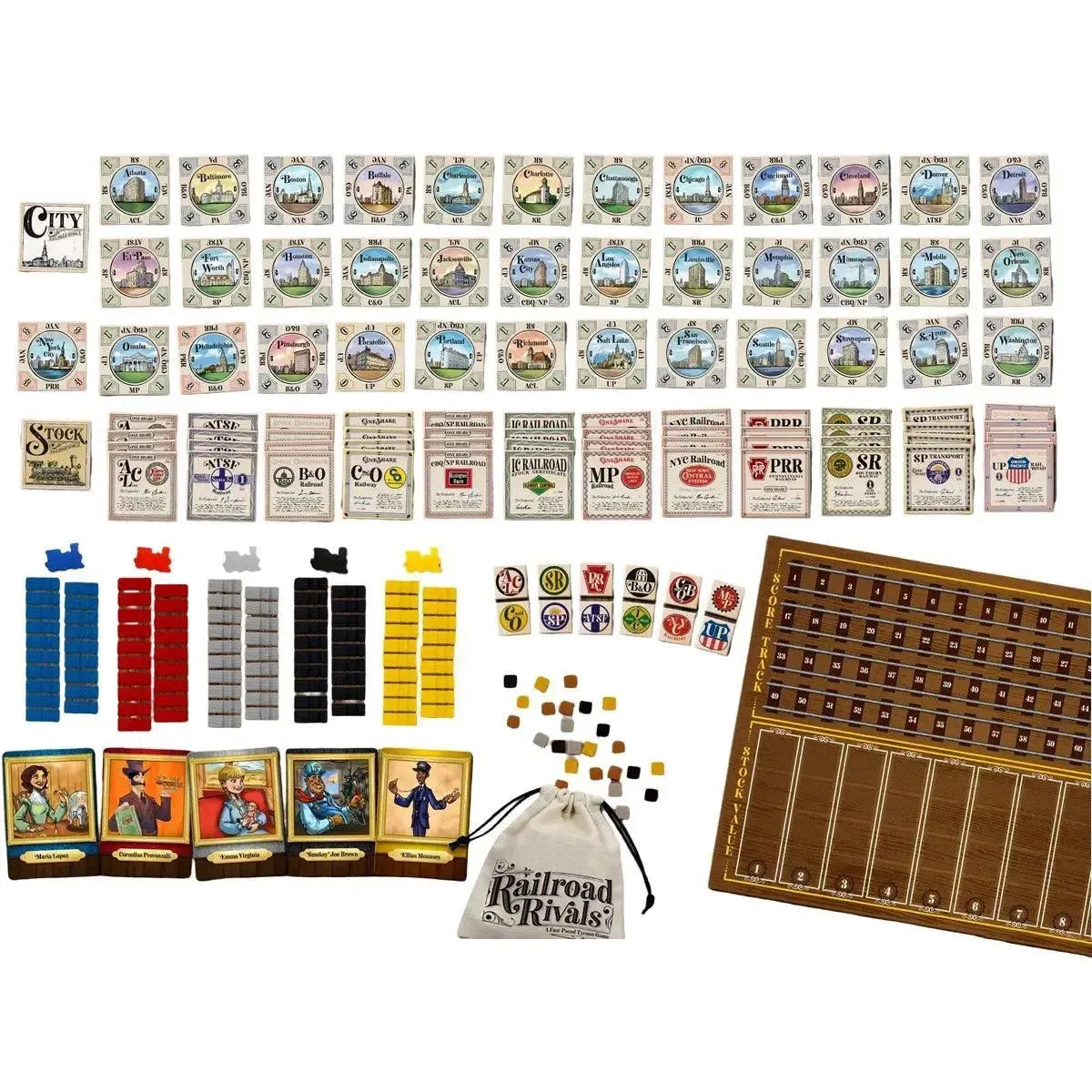 Railroad Rivals - Tile Placement Civilization Board Game for Family and Adults (1-5 Players, Age 8+) - University Games