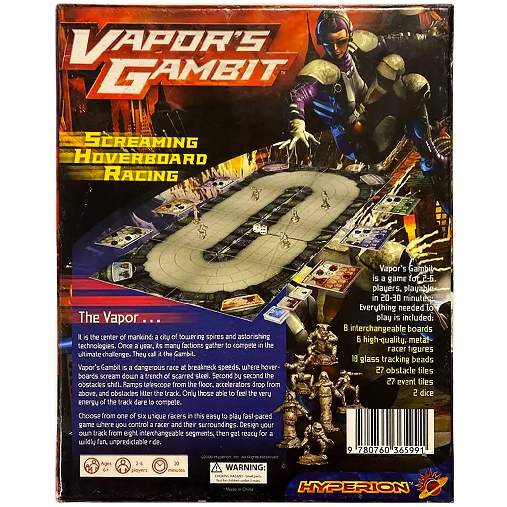 Vapor's Gambit: Screaming Hoverboard Racing - Competitive Racing Board Game for Family, Adults, and Children (2-6 Players, Ages 6+) - Hyperion